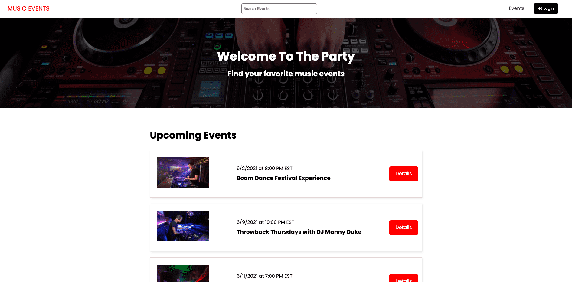 Full-Stack Music Events